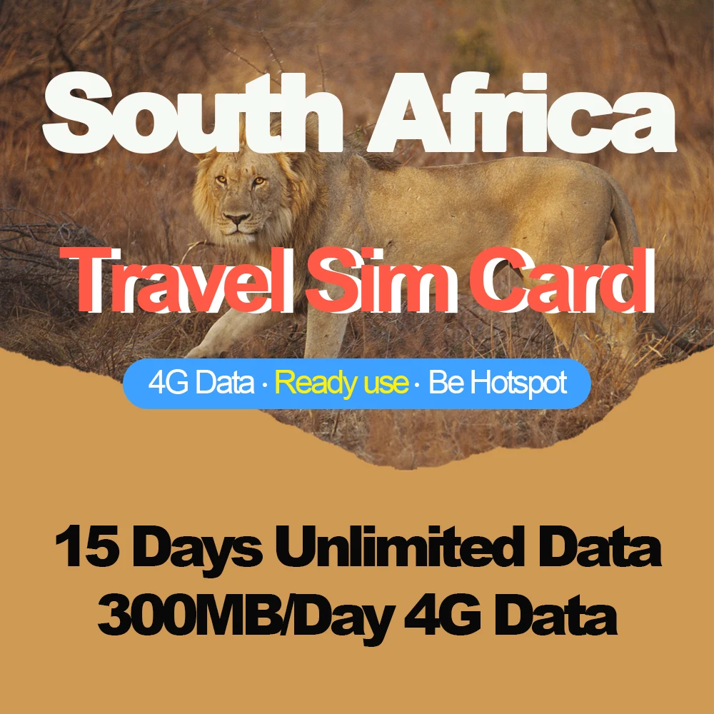 

Mewfi Prepaid 15 Days South Africa Travel Sim Card Unlimited Data Card 300MB/Day 4G Data Vodacom Network Mobile Phone Sim Card