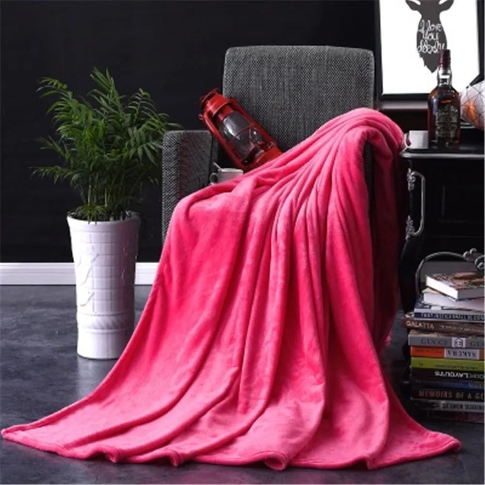 

50*70cm 15 Colors Plush Fleece Blanket Super Soft Warm Solid Warm Micro Throw Rug Sofa Bedding #30