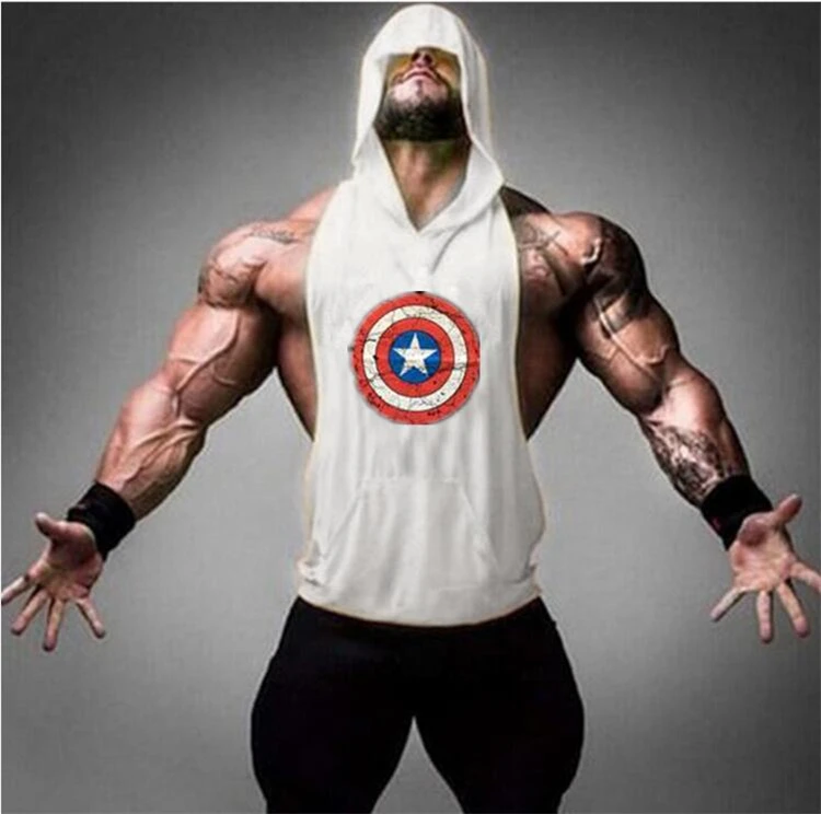 Kapitän Amerika Turnhallen kleidung Bodybuilding und Fitness Männer Tank Top hoodies Tier Weste Stringer Sporting Shirts
