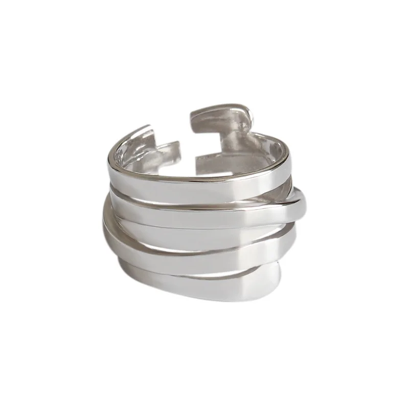 

Ins Lines Twining Wide 925 Sterling Adjustable Ring