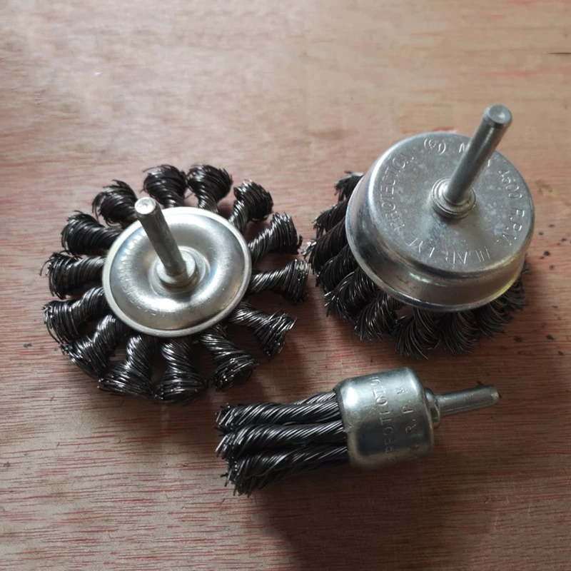 

3PCS Steel Joint Knot Flat Wire Wheel Cup Brush Set Kit Disk For Drill Angle Grinder Gadget For Metal Rust Removal Polishing