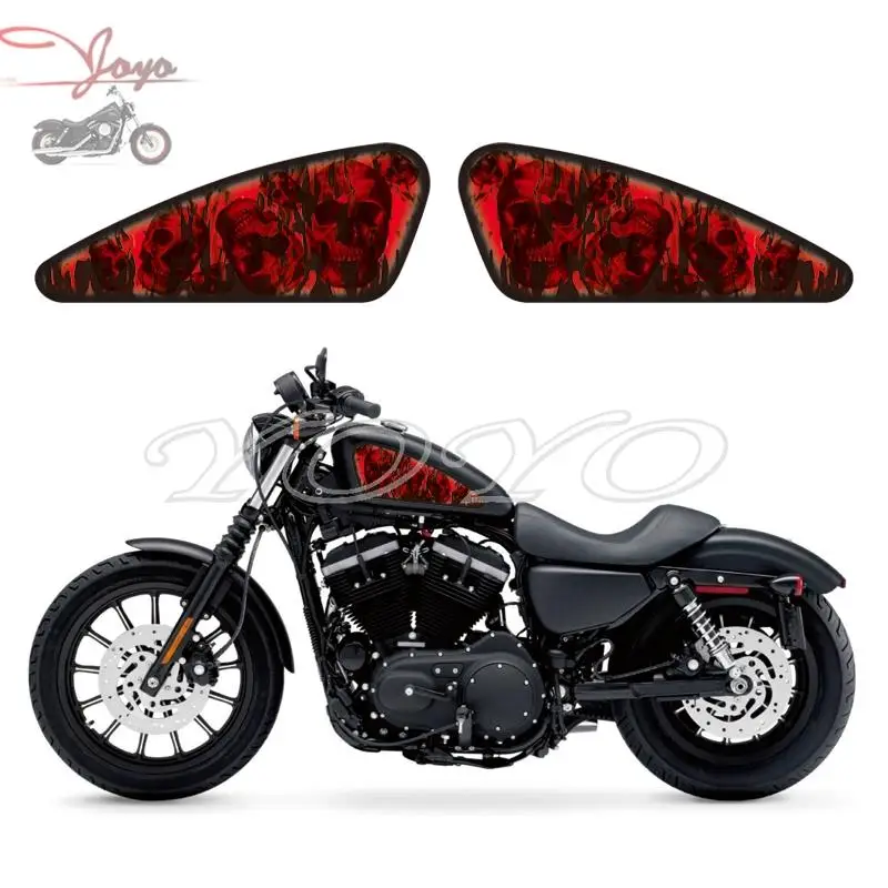 

Motorcycle Red Skull Sticker Flame Decal Fuel Tank Decals Stickers For Harley Sportster XL 883 N/C/R/L 1200 X/V/R/N/L/C/S XR1200