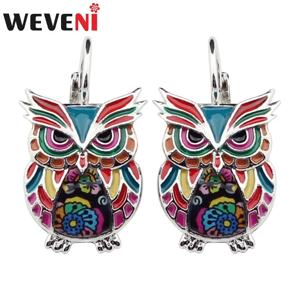 

WEVENI Statement Enamel Alloy Cartoon Owl Earrings French Clip Stud Animal Bird Jewelry For Girls Women Ladies Wholesale Brincos