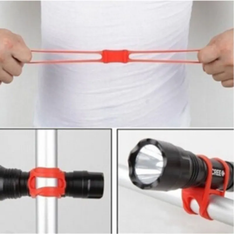 Top Handlebar Silicone Strap Bike Front Light Holder Phone Fixing Elastic Tie Rope Cycle Bicicleta Torch Flashlight Bandages ACHD001 4 Top Handlebar Silicone Strap Bike Front Light Holder Phone Fixing Elastic Tie Rope Cycle Bicicleta Torch Flashlight Bandages ACHD001 4