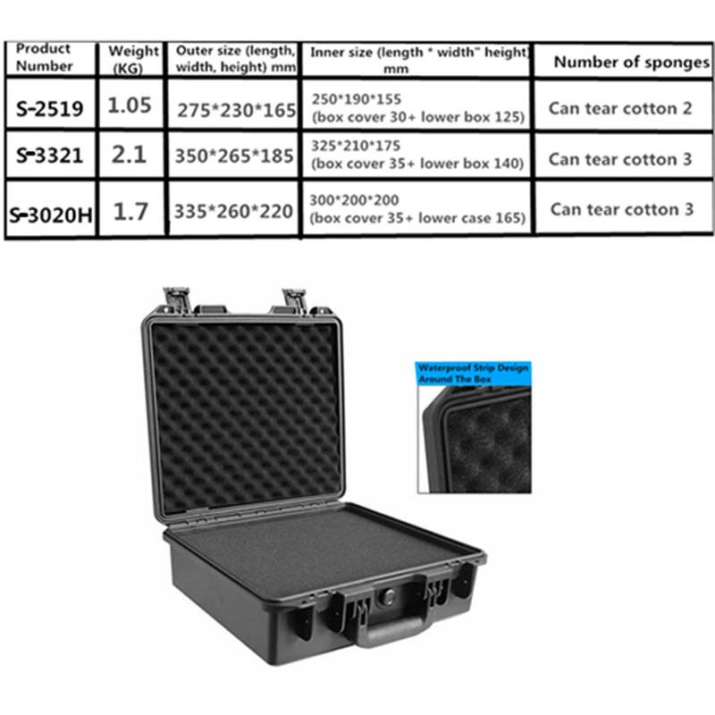 

FIRECLUB Multi-function protective safety box thick plastic tool box PP moisture-proof safety box shockproof sponge(CC-b)