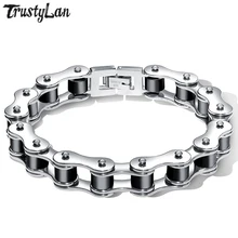 TrustyLan хип-хоп панк-рок браслет в виде велосипедной цепи мужские черные золотые Нержавеющая сталь мужские браслеты ювелирные изделия для лучших друзей