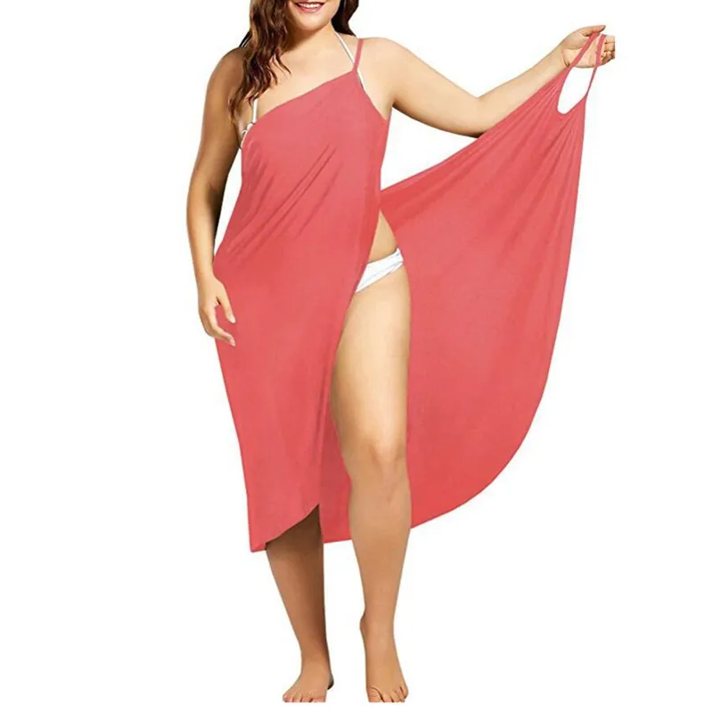 Plus Size Pareo Beach Cover Up Wrap Dress Swimsuit Bathing Suit Cover Ups Robe De Plage Beach Wear Tunic kaftan Swimwear Dresses - Цвет: TS-8016 Pink