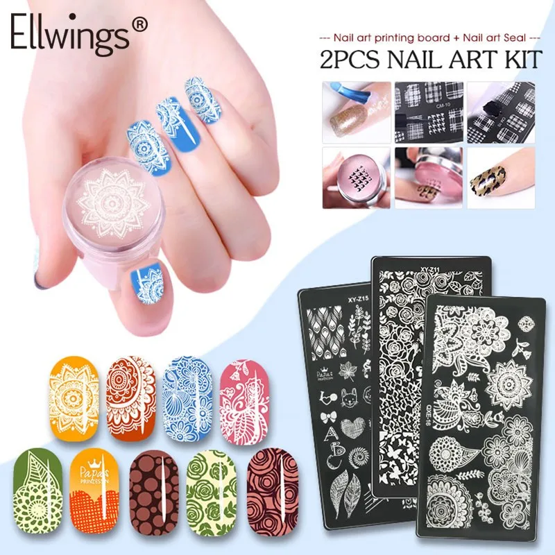 

Ellwings Nail Stamper Scraper Silicone Nail Stamping Plates 3D DIY Nail Designs Art Manicure