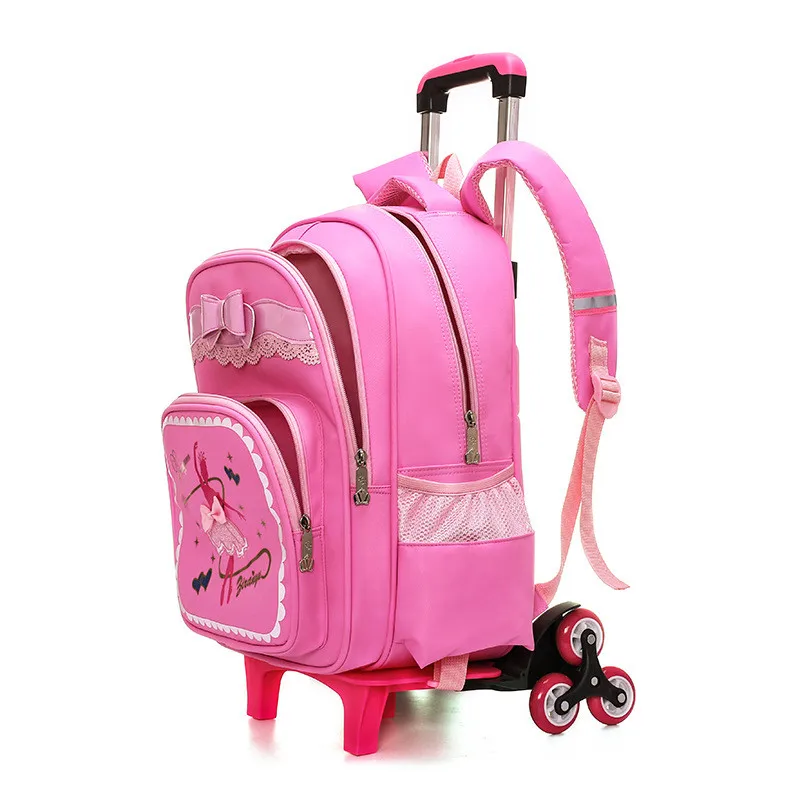 Водонепроницаемый рюкзак принцессы на 2/6 колесах съемная школьная сумка детские