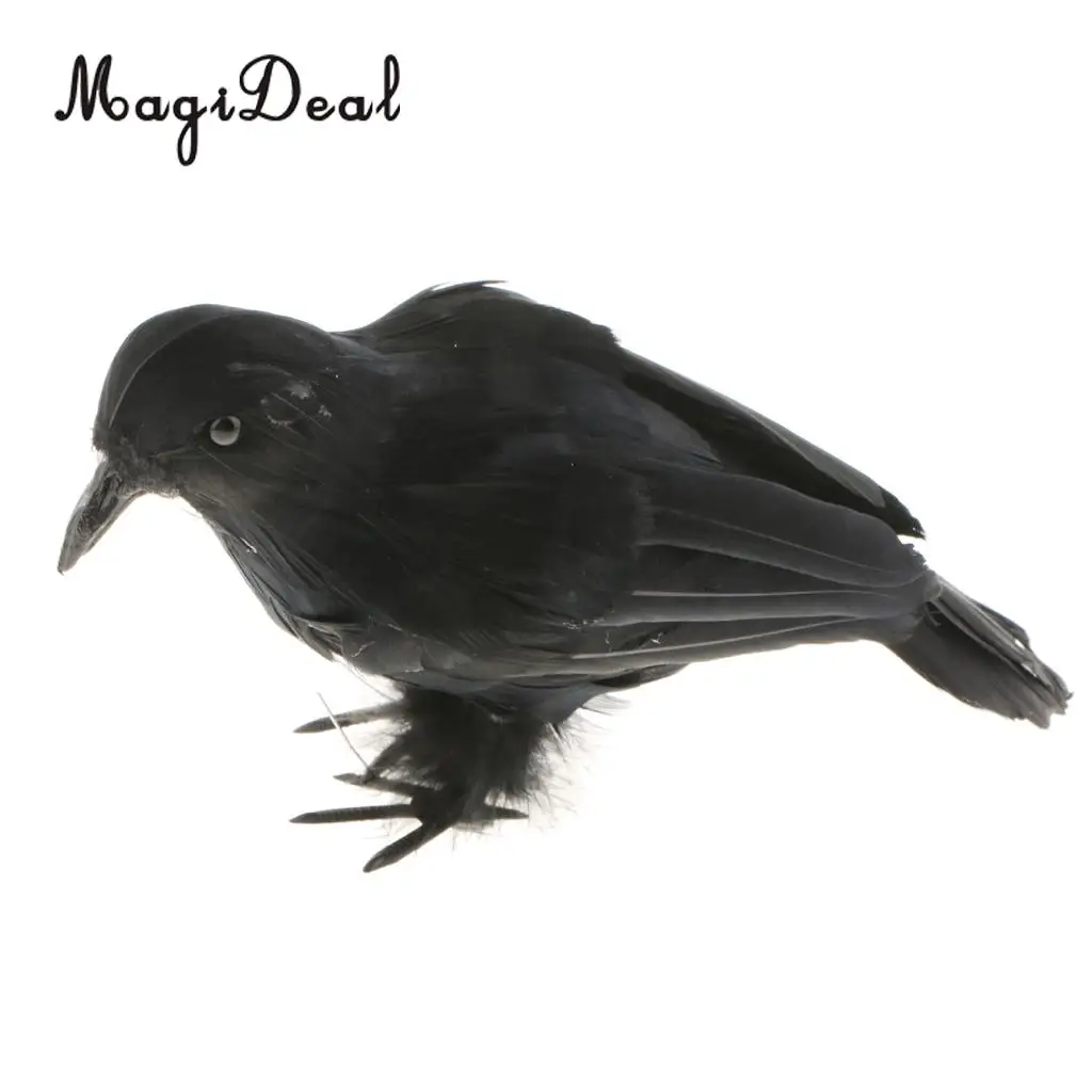 Lifelike Size Full Body Halloween Decoration Bird Fake Black Feathered Crows Ravens Indoor Outdoor Holiday Decor Ornament