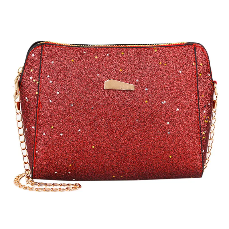 

Bling Sequins Mini PU Party Shoulder bags Women Shell Shape Messenger Bags Chain Shoulder Bag Designer bolso sac main C