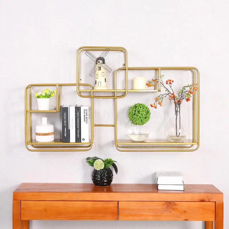 

Wall wrought iron shelf wall hanging living room TV background wall partition creative shelf decoration frame