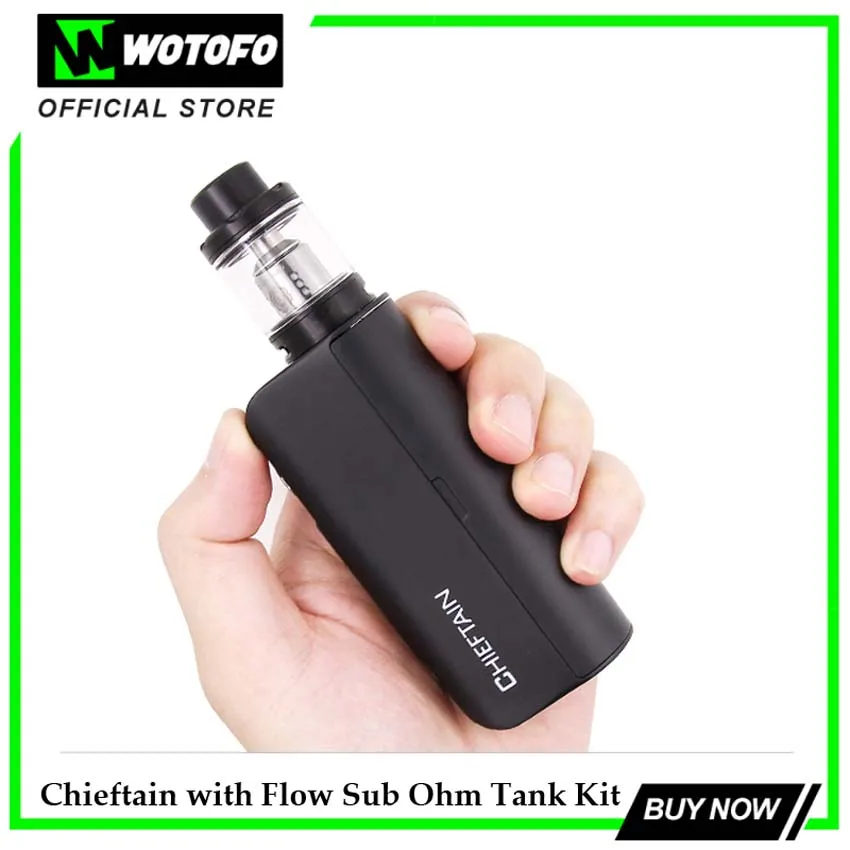 

Original Wotofo Chieftain Mod with Flow Sub Ohm Tank 510 thread 24mm 2ML 4ML 80W Electronic Cigarette Subtank Starter full Kits