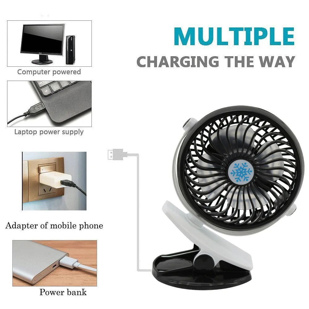 / 2 in 1 Ventilador de Mano//Mesa Port/átil con LED y Soporte Movil No 18650 li-ion bateria incluida Verde Ventilador USB Mini