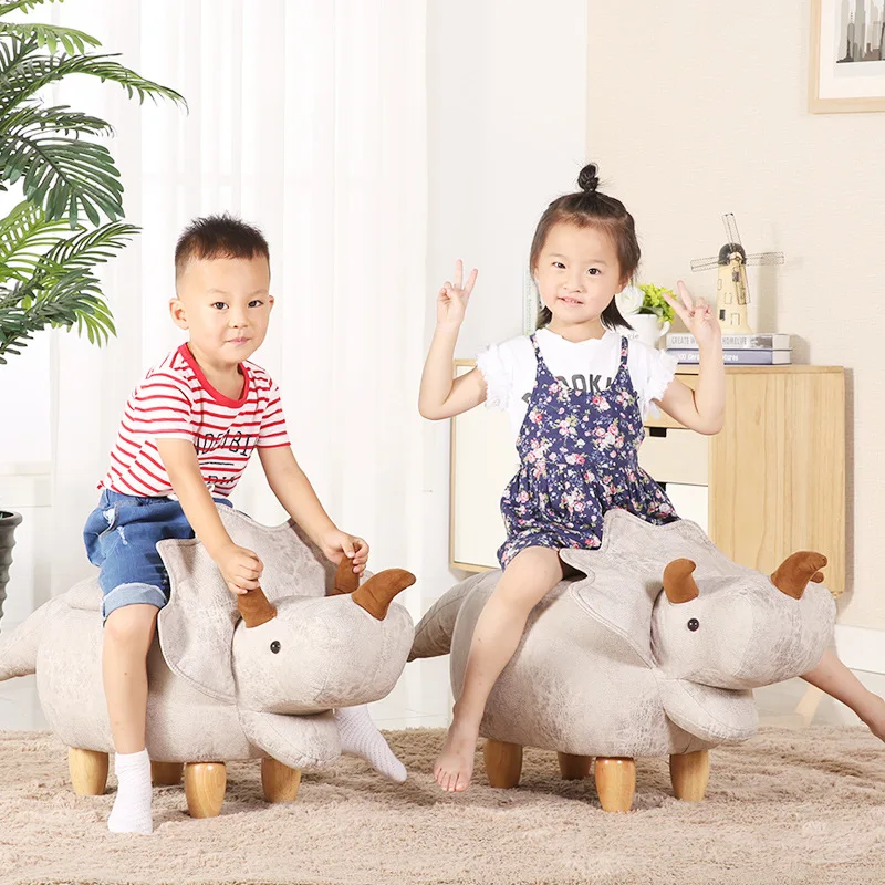 Flash Deal Wooden Living Room Furniture Animal Stool Baby Dinosaur Ottomans Sofa Storage Containing Box Taburetes Home Chair Wood Stool 1