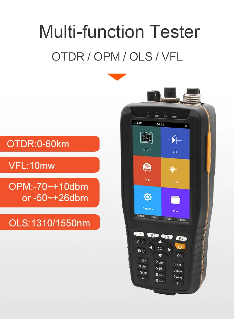 FirstFiber 980PRO многофункциональный сенсорный рефлектометр OTDR встроенный OPM OLS VFL, с прочным чемоданом для переноски