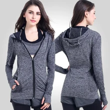 Новые осенние Топы для йоги, женские быстросохнущие спортивные рубашки на молнии спереди с капюшоном, Женские топы для фитнеса, облегающие спортивные рубашки для йоги с длинными рукавами