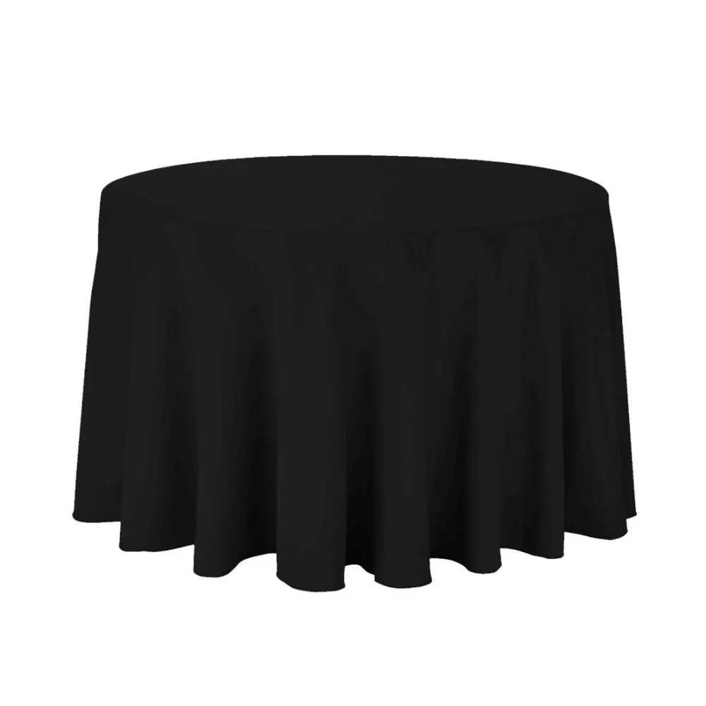 10Pcs Black Round 108" Tablecloth For Wedding Party Banquet Decoration