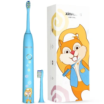 

Twhite Squirrel Pattern Children Sonic Electric Toothbrush USB Rechargeable 2 Minutes Smart Timing Alert
