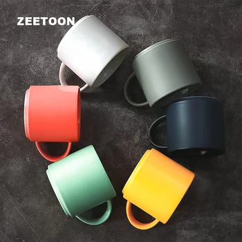 

400ml Ins Brief Coffee Mug Ceramic Solid Color Drinkware Master Breakfast Milk Juice Milk Cup Handle Mugs Large Capacity Cups