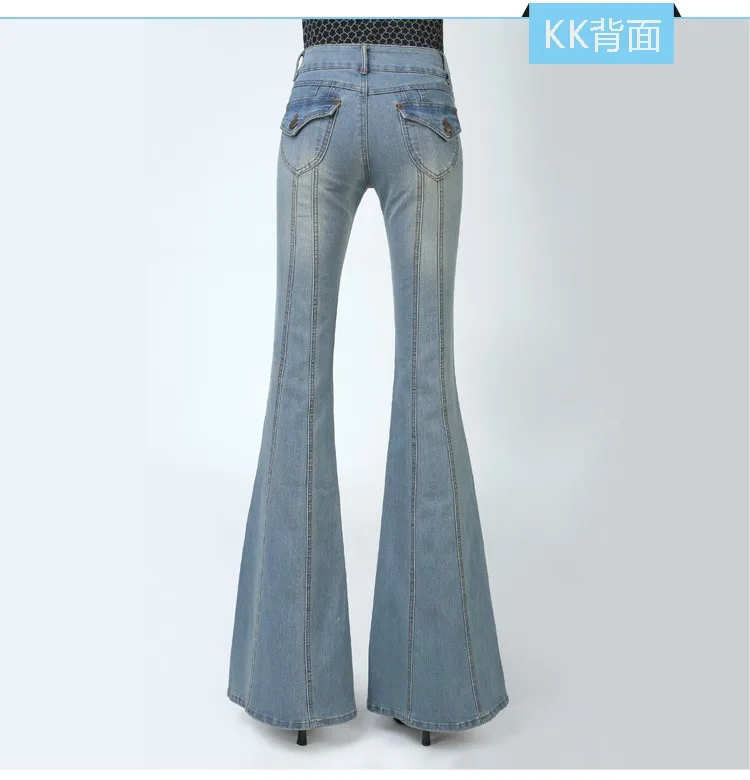 Дамы Штаны с высокой посадкой Джинсы женские, с расклешенным джинсы Широкие брюки женские узкие джинсы скинни клеш