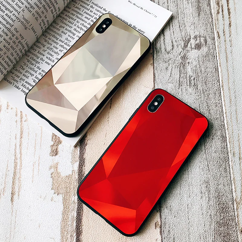 

3D Diamond Pattern Phone Case For For iPhone X XR XS Max 6S 7 8 Plus Hard Mirro Back Cover For Huawei P20 Lite Mate 10 Pro Case