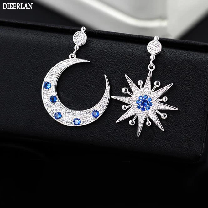 

Luxury 925 Sterling Silver Moon And Star Earrings For Women Hot Fashion sterling-silver-jewelry brinco brincos bijoux