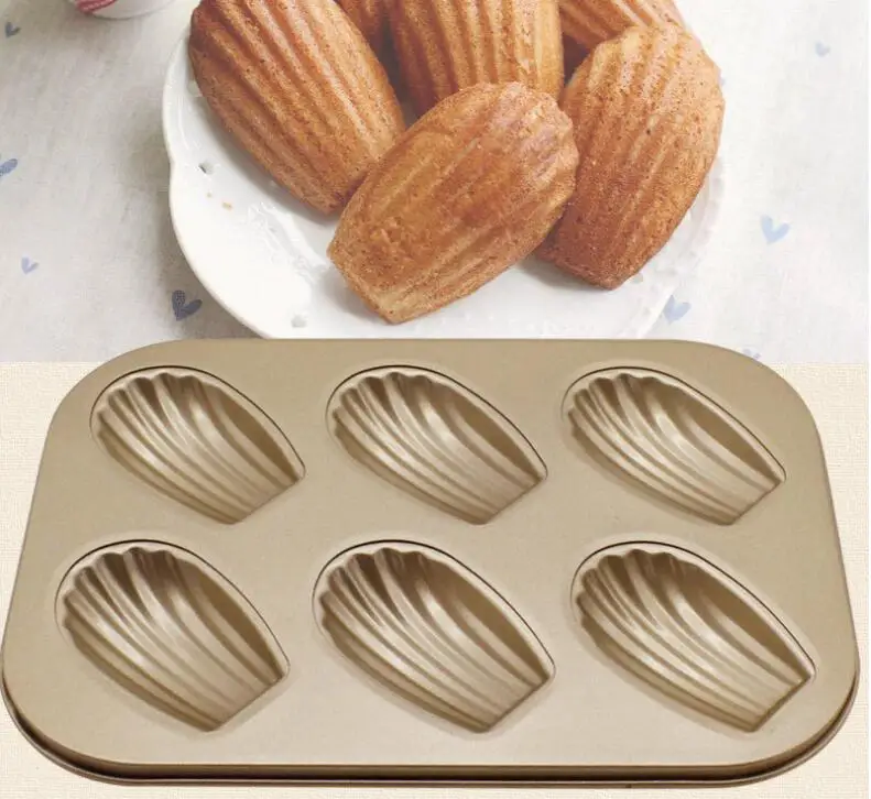 CHEFHUB 6 Cup Nonstick Madeleine Pan Baking Shell Mould Madeleine Cake