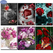 Алмазная мозаика пион глянцевые краски ing foto на заказ Полная квадратная круглая Алмазная Вышивка Цветы diy глянцевые краски все красная роза Y7