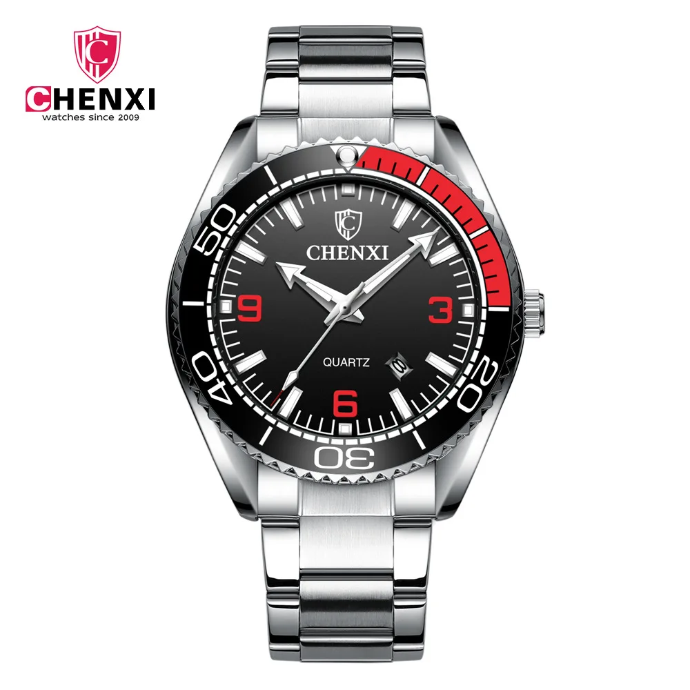 

Fashion Casual Dress Men Watches CHENXI Brand Male Stainless Steel Quartz Wristwatch Unique Luminous Hands Waterproof Clock Gift