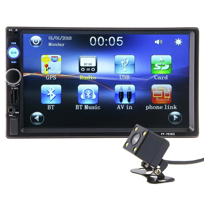 2 дин MP4 MP5 плеер gps навигация с 7 дюймовым HD Камера Bluetooth Радио AUX Стерео FM Аудио USB