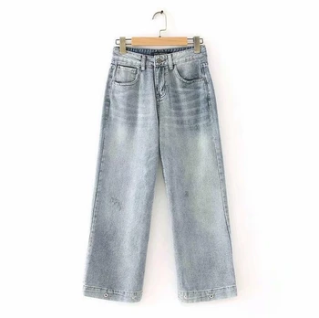 

Women Denim Wide Leg Pants 2019 Summer Style Ankle-Length Pants Vintage Loose Comfortable Trousers