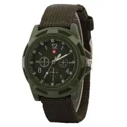 Солдатом военной Армейский зеленый циферблат Армия Спорт Стиль кварцевые наручные часы 2018 Новая мода мужской черный на открытом воздухе