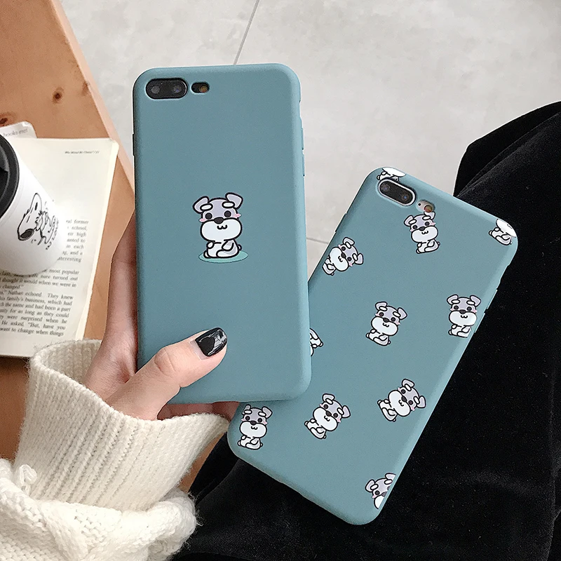 

Phone Cases for iPhone 8 7 6 6SPlus Cute schnauzer pet dog matte soft cover case for iphone X XR XS MAX back shell Fundas Capa