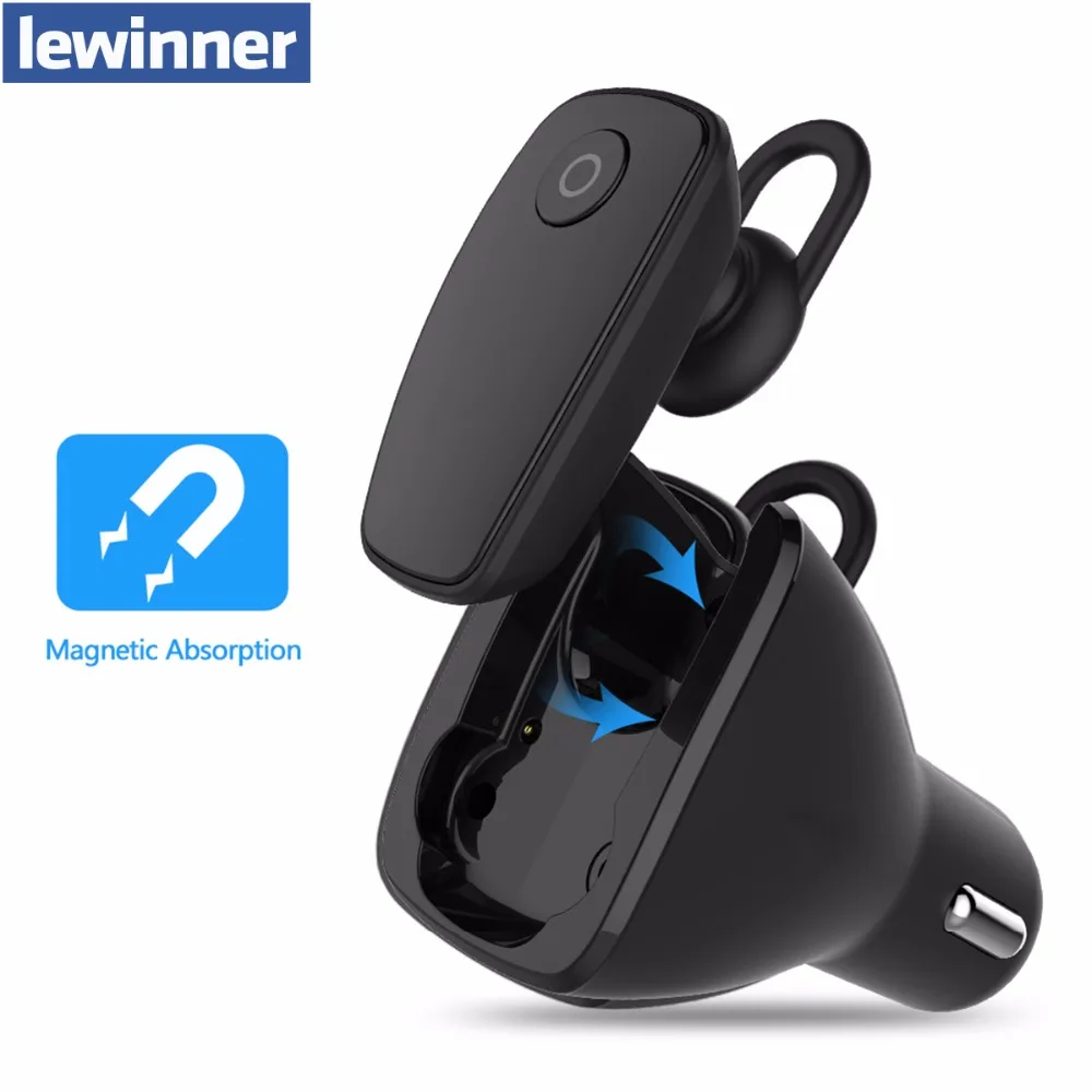 

lewinner 2-in-1 Wireless Bluetooth 4.1 Headsets + Car Charger In-car Headphone Car Kit Earphone Hands-free Calling for iPhone