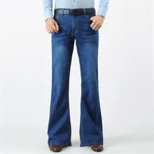 Европейские и американские Новые расклешенные джинсы мужские большие сапоги с вырезом ноги брюки свободные с высокой талией повседневные джинсовые штаны