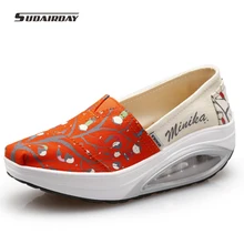 2016 font b Women b font Spring Summer Breathable Platform Casual Shoes Womens Graffiti Creepers Walking