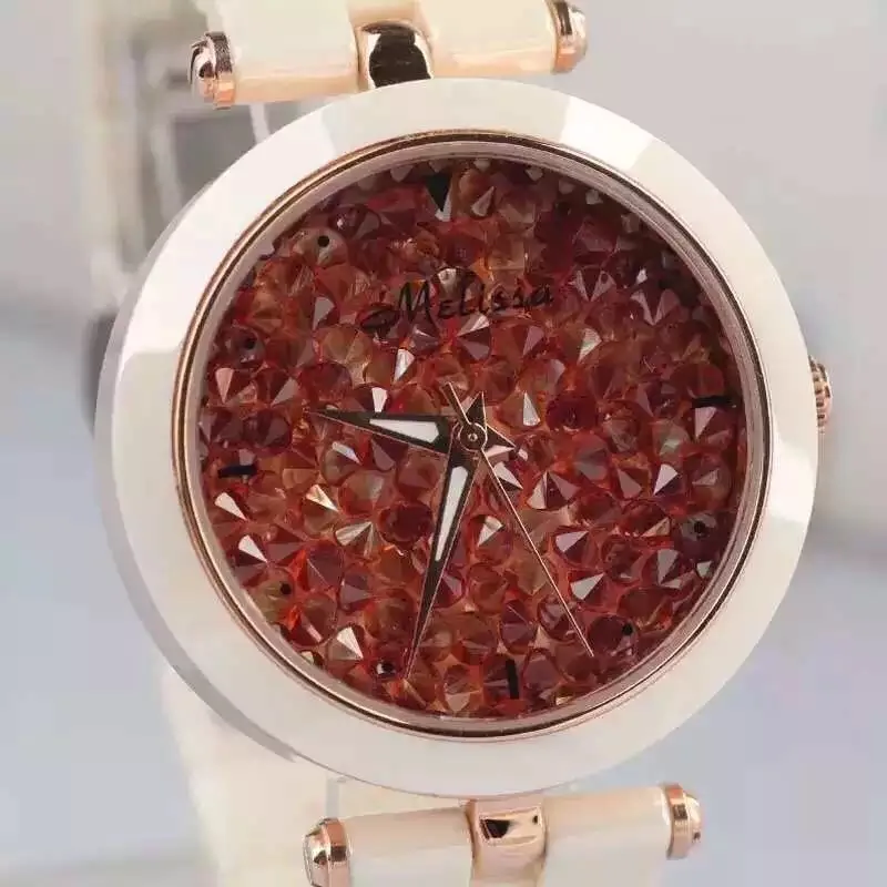 MELISSA брендовые высокотехнологичные керамические часы элегантные женские летние модные наручные часы с браслетом Сияющие кристаллы Montre Femme F8160