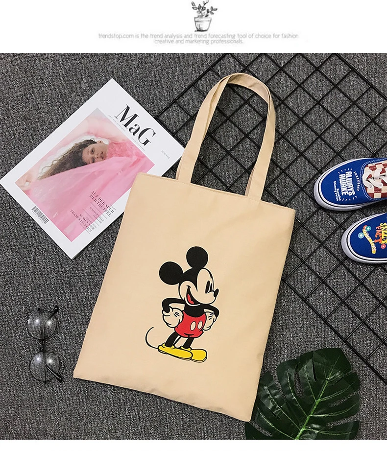 Disney Холщовая Сумка женская на плечо Студенческая Корейская версия большой емкости Холщовая Сумка сумка для покупок сумки через плечо для женщин