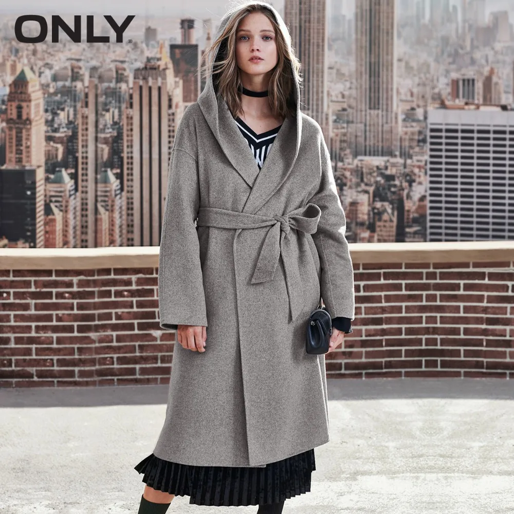

ONLY womens' winter new long wool double-faced woolen coat Side pockets Handmade|11836U509