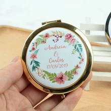 1 шт. Персонализированные Свадебные логотип складное зеркало для макияжа на заказ имя, Дата свадьбы пользу и подарок подарки невесте карманное зеркало