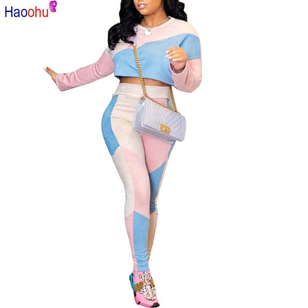 

HAOOHU 2 Piece Outfits for Women Matching Sets Fall Clothes Tops and Bodycon Pants Sweat Suit Autumn Winter Casual Tracksuit