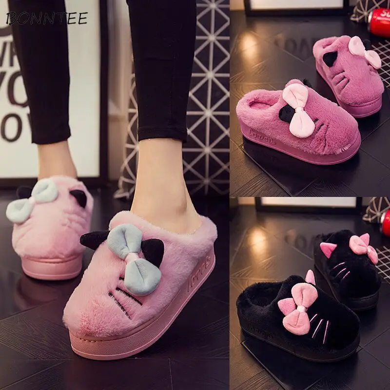 

Winter Slippers Women Fashion Sweet Cartoon Plush Platform Home Slipper Womens Comfortable Soft Warm Non-slip Floor Cotton Shoes