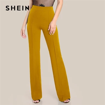 SHEIN Однотонные Широкие Прямые Брюки  Офисные Стильные Брюки