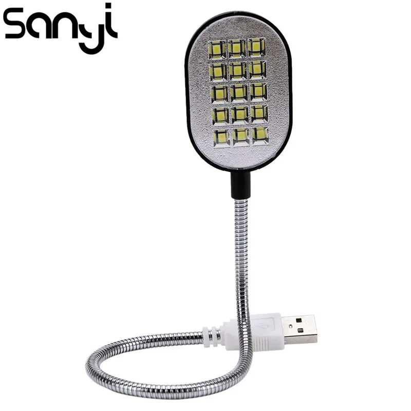 31.4cm Ultra Bright Flexible Mini 15 LED Computer USB Light Lamp For PC
