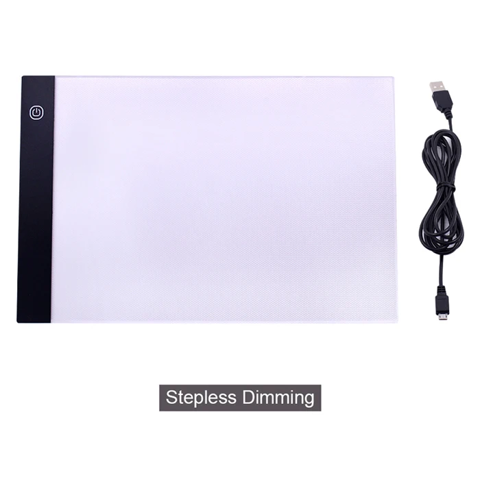Stepless Dimming CHIPAL A4, цифровые планшеты, светодиодный графический планшет, тонкая художественная доска для рисования, светильник, коробка для отслеживания, Настольный коврик, USB, для письма, копировальная доска - Цвет: Stepless Dimming