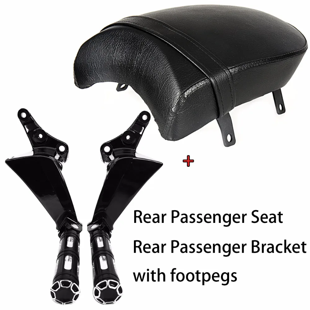 

Rear Gloss Black Passenger Seat&Bracket Edge Cut Footpegs For Victory Boardwalk Judge Vegas Highball 2002-2013 Models