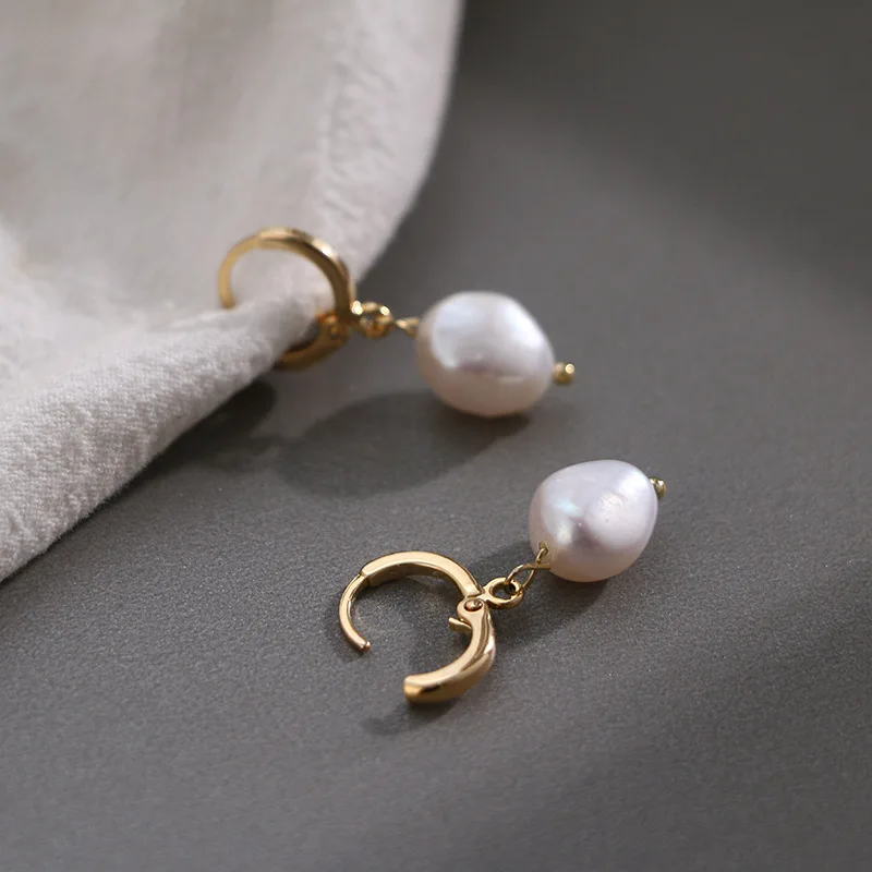 HTB1RANDac vK1RkSmRyq6xwupXai - Pearl earrings for Women 14KGF Earrings White natural 100% Freshwater pearl jewelry wedding party Girl gift