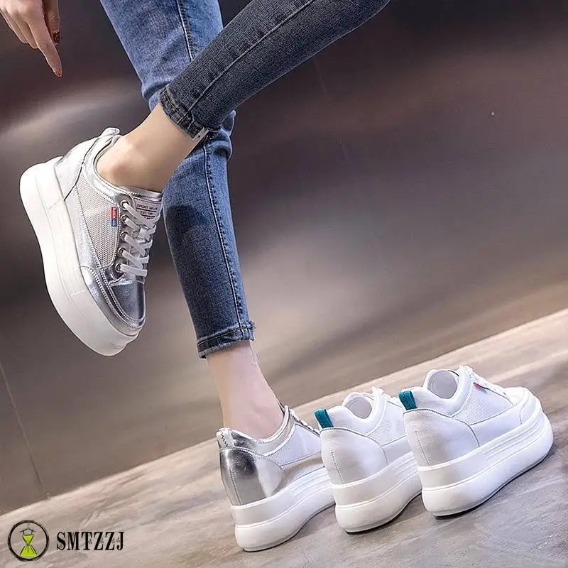

SMTZZJ Luxury Fashion Hollow Mesh women Summer Shoes Breathable Comfort thick sole Student canvas shoes soft for ladies platform