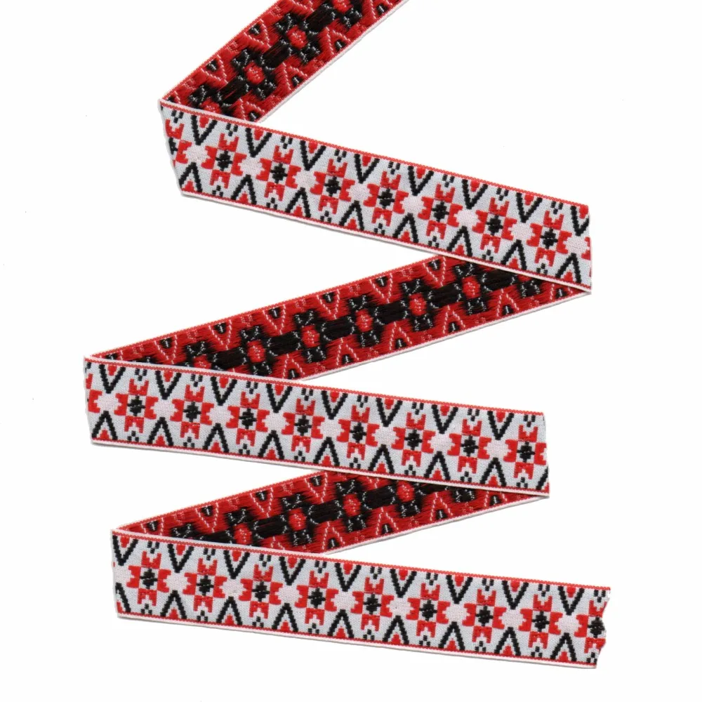 

ZERZEEMOOY 1'' 25mm 10yard/lots 100% polyester Red Flower geometry Woven Jacquard Ribbon DIY Christmas ribbon